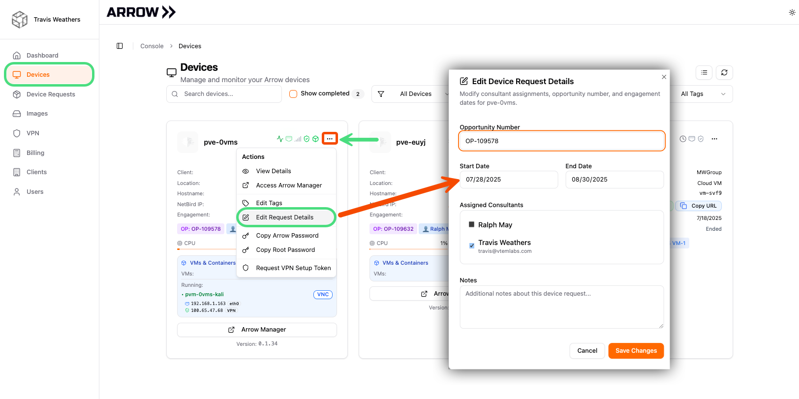 Changing Request Dates)