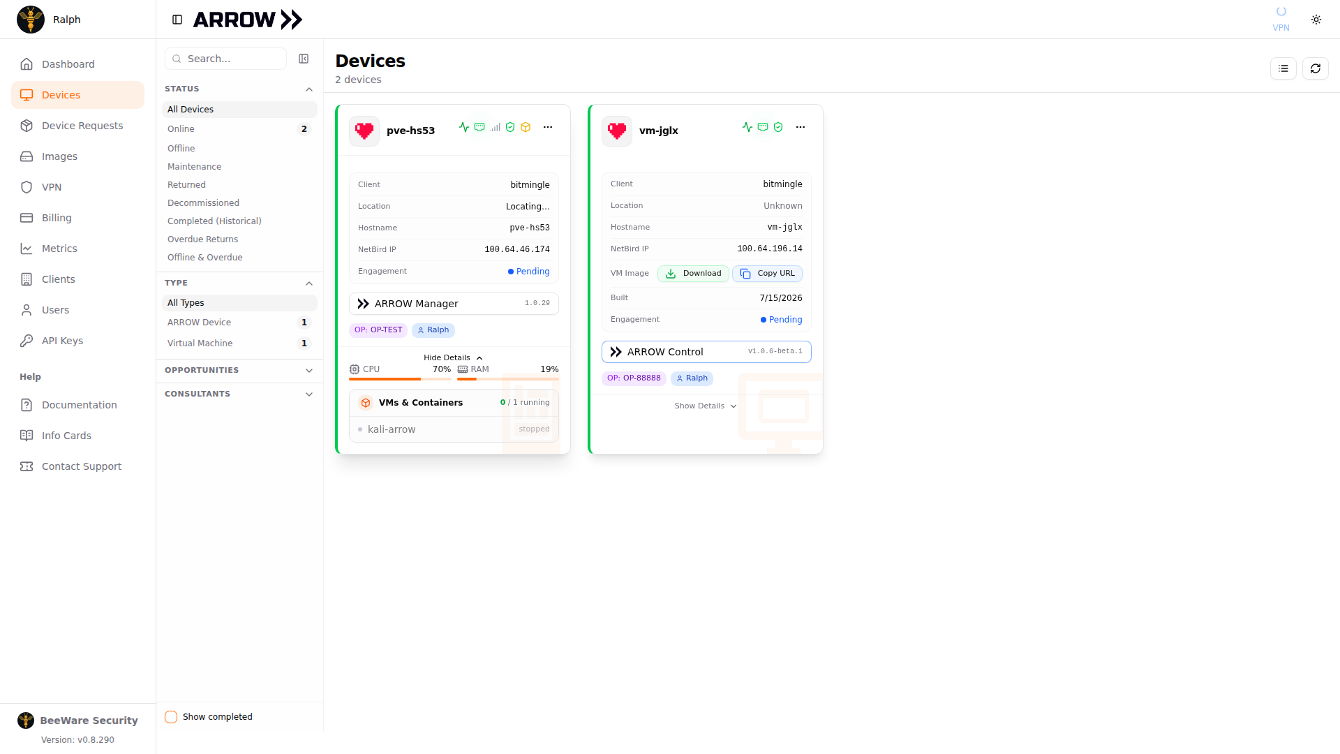 A device card with Show Details expanded