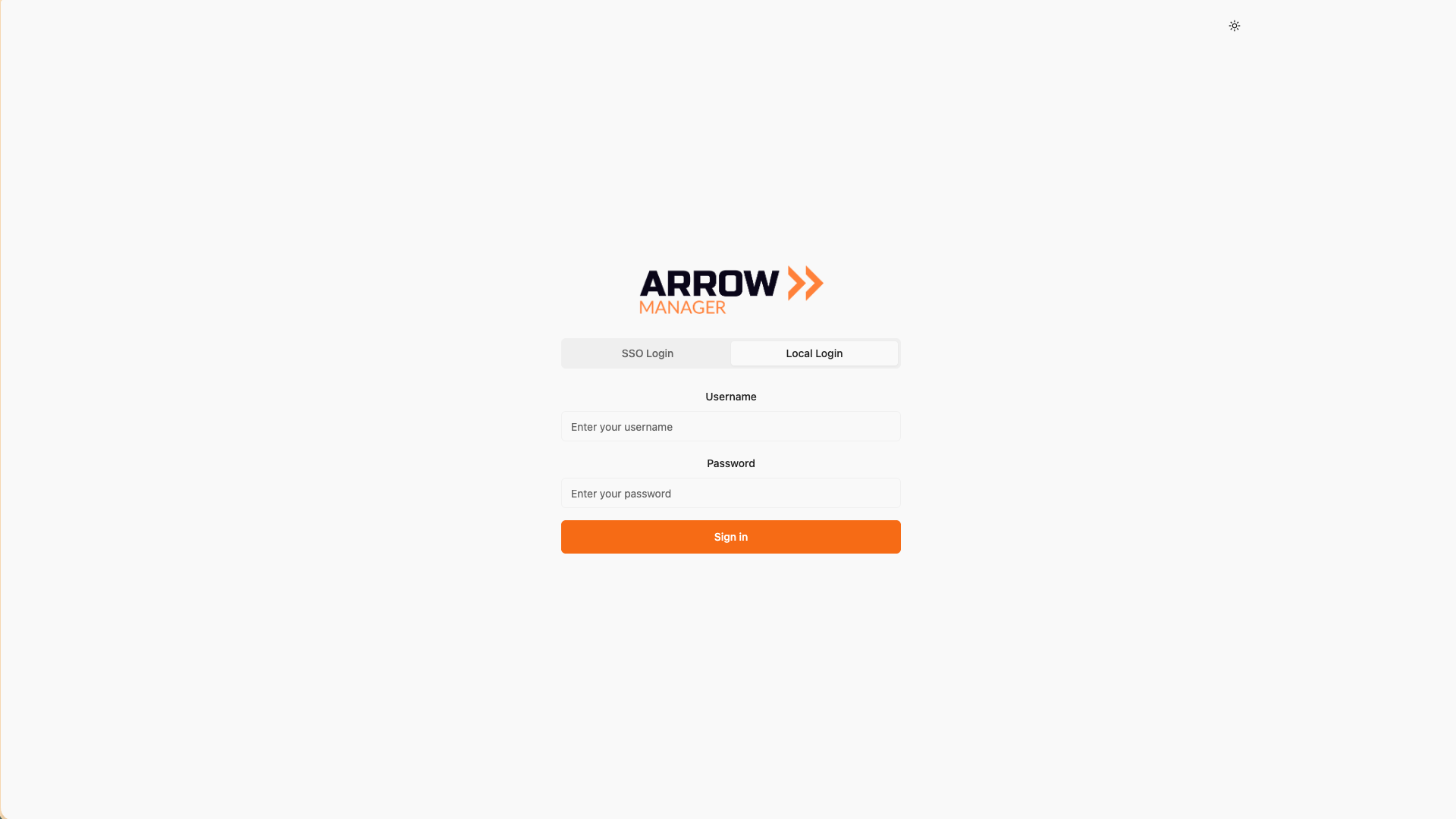 Arrow Manager Local Login