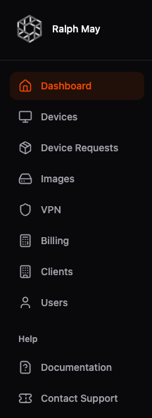 Arrow Console navigation sidebar